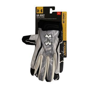 Under Armour Bolt Football Gloves Skill Players Receiver Black Gray XL NIB